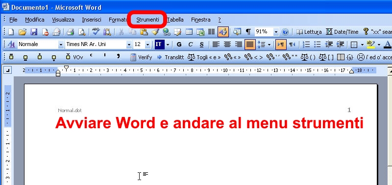 Avvio di Word