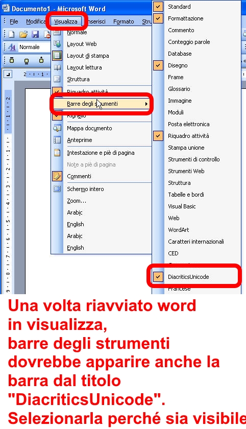 controllo barre degli strumenti